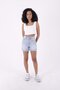Short Length High Waisted Mom Fit Women's Shorts with Fray Detail Pockets and Unlined Ice Blue Summer / Spring - 5