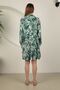 Women's Short Dress with Leaf Print and Long Sleeve Viscose Fabric Shirt Collar Green Summer Spring - 2