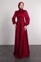 Crossed Collar Waist Tied Hijab Evening Dress - 5