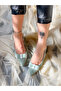 PARİ WATER GREEN CALF SUEDE RIBBON HEELED SHOES SANDALS - 4