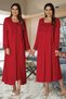 Women's Fuchsia Lace Long Sleeve Winter Cotton Maternity Maternity Dressing Gown Nightgown Set