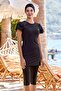 Short Sleeve Lycra Tights Swimsuit Semi Covered Swimsuit 3205 Black
