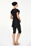 Short Sleeve Lycra Tights Swimsuit Semi Covered Swimsuit 3205 Black - 5