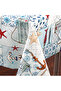 100x140cm Fiber Lined PVC Tablecloth - Wipeable, Liquid Proof and Stain Resistant Sea Marine