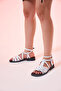 Bero White Genuine Leather Women's Sandals - 2