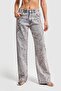 Women's Tint Jeans Loose Fit Denim with Shiny Stones on the Front