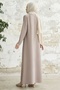 Ferace with Stone Embroidery on the Right Side - Beige - 4