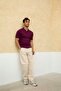 Men's Ribbed Polo Collar Knitwear T-Shirt - 2