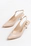BEIGE Leather Open Back Corner Women's Stiletto Summer Stylish Casual Premium V Model (7 CM) - 4