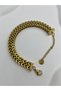 Unisex Double Row Thick Chain Model Gold Colored Steel Bracelet - 4