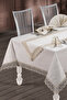 Amanda-04 - Grey Linda Silvery Linen Table Center Ringed Linen