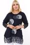Round Neck Sleeve End and Lace Skirt Long Sleeve Comfortable and Loose Cut Stone Printed and Patterned Blouse on the Front - 4