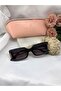 Ricy Rectangular Gold Detailed Black Purple Women's Sunglasses