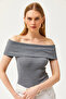Women's Smoked Madonna Collar Lycra Blouse BLZ-19002586 - 5