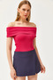 Women's Fuchsia Madonna Collar Lycra Blouse BLZ-19002586