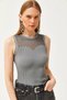 Women's Smoked Robe Transparent Ribbed Knitwear Blouse BLZ-19002542 - 4