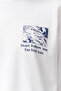 Beyaz %100 Pamuk Sırt ve Ön Baskılı Oversize/Rahat Kesim Örme T-Shirt TWOSS24TS00234 - 4