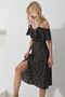 Women's Black Rope Strap Frilly Front Floral Patterned Woven Dress Alc-X11743 - 5