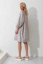 Coffee Wide Collar Striped Tie-Neck Woven Dress Alc-X11712 - 5