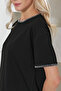 Black Crew Neck Whipstitch Relaxed Fit Blouse ALC-X11840 - 5