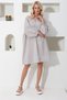 Coffee Wide Collar Striped Tie-Neck Woven Dress Alc-X11712 - 2