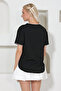 Black Crew Neck Whipstitch Relaxed Fit Blouse ALC-X11840 - 6