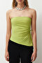 Yağ Yeşili Cut Out/Pencere Detaylı Detaylı Örme Bluz TPRSS24BZ00034 - 5