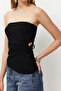 Siyah Cut Out/Pencere Detaylı Detaylı Örme Bluz TPRSS24BZ00034 - 4
