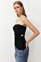 Siyah Cut Out/Pencere Detaylı Detaylı Örme Bluz TPRSS24BZ00034 - 3