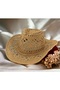 Wide Brim Ethnic Texture UV Protection Straw Cowboy Hat - 6