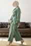 Pleated Sleeve Belted Double Set - Mint - 5