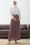 Belted Waist Gathered Chiffon Skirt - Dried Rose - 5