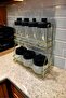 Gold 7-Piece Glass Jar and Spice Bowl Set with Metal Stand