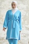 Embroidery Patterned Kimono Set - Blue - 2