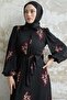 Leaf Pattern Embroidered Dress - Red - 4