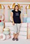 Women's Large Size Short Sleeve Capri Navy Pajamas Suit C2T4N7O51 - 2