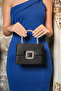 Women's Black Satin Covered Accessory Detailed Chain Evening Dress Shoulder Bag