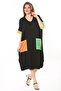 Women's Plus Size Black Mesh and Ornamental Button Detailed Relaxed Fit Dress 65N37859 - 7