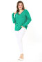 Women's Plus Size Green V-Neck Stone Detailed Long Sleeve Blouse 65N37153 - 5