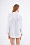 Women's White Oversized Long Basic Shirt - 7