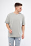 Basic Boyama Gri Oversize Tişört - 3