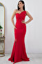 Pearl Detailed Long Fishnet Evening Dress with Slit 13218 - 3