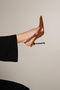Jade Buckle Detailed Tan Patent Leather 10 cm Women's Stiletto, Heeled Shoes - 8