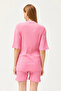 Women's Pink Bottom Short Tights Top Loose Blouse Set TKM-19000200 - 5