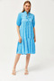 Women's Blue Lace-up Collar Piece Dress ELB-19002134 - 2