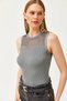 Women's Smoked Robe Transparent Ribbed Knitwear Blouse BLZ-19002542