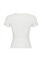 Ekru Kurdele Baskılı Fitted/Vücuda Oturan Fitilli Esnek Örme T-Shirt TWOSS24TS00231 - 8