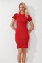 Women's Red Crew Neck Button Detailed Camisole Dress ALC-X11832 - 2