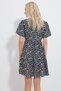Women's Black V-Neck Floral Patterned Skirt Flounced Woven Dress Alc-X11740 - 5