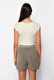 Taş Bisiklet Yaka Ay Kol Fitted/Vücuda Oturan Crop Örme Bluz TWOSS24BZ00446 - 6